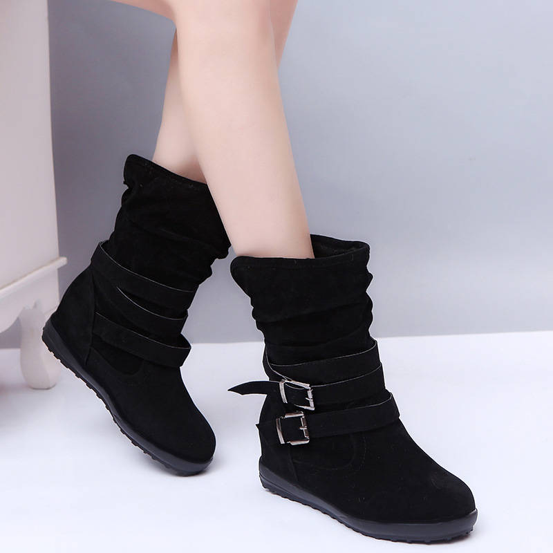 Double buckle plus fleece cotton boots