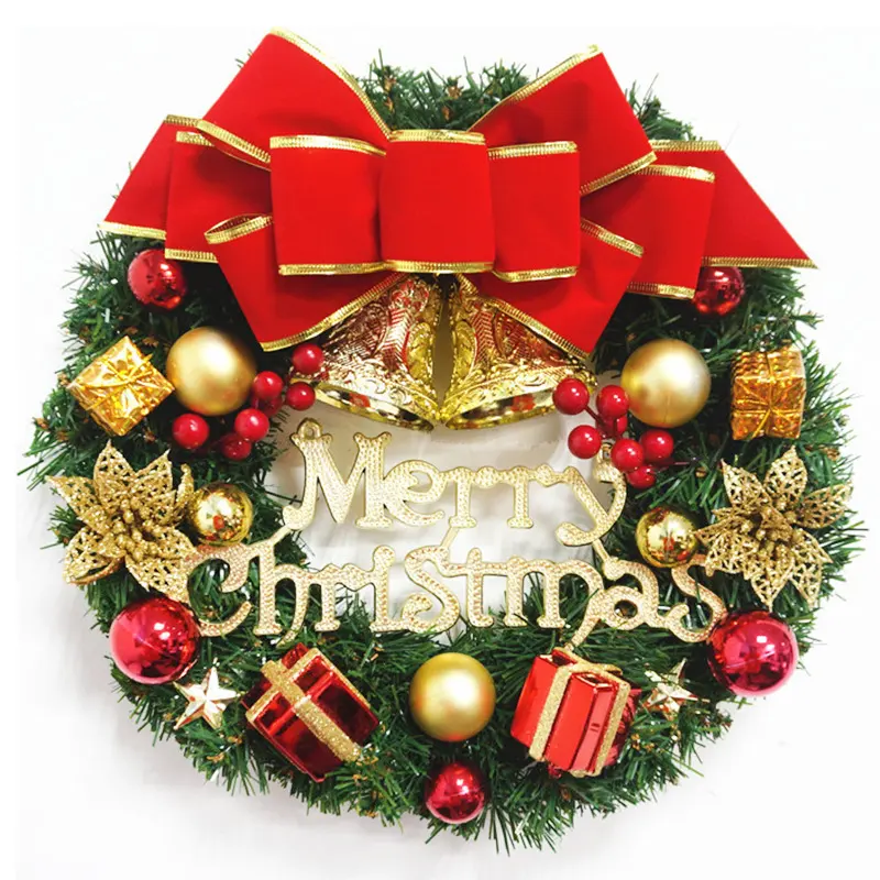 Christmas Wreath Clover Natural Pine Decorative Garland with Frost