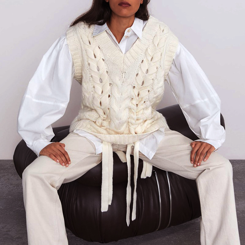 Woven twist knit vest