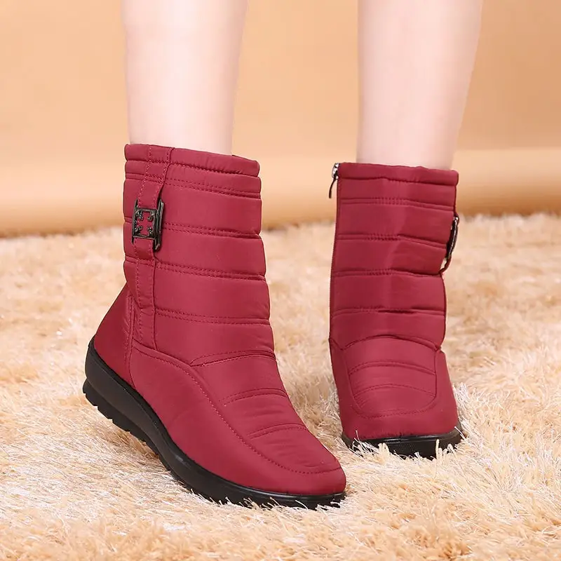 Women's flat-bottomed plus size warm snow boots