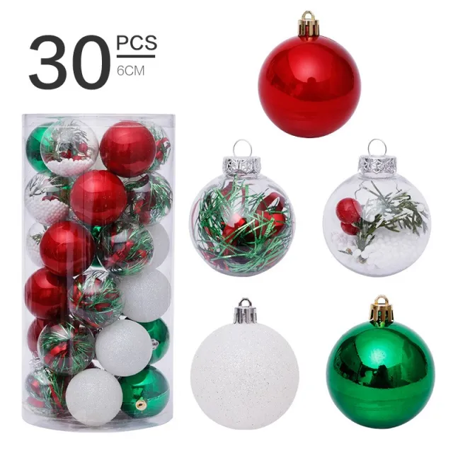 6cm/ transparent christmas ball set Red Green White - Shop at LoveMi