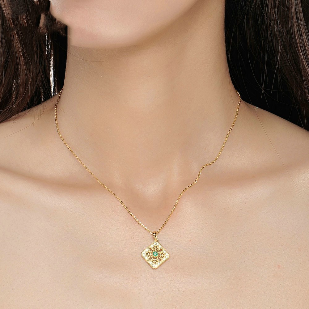 Natural Emerald 14K Gold Women's Pendant