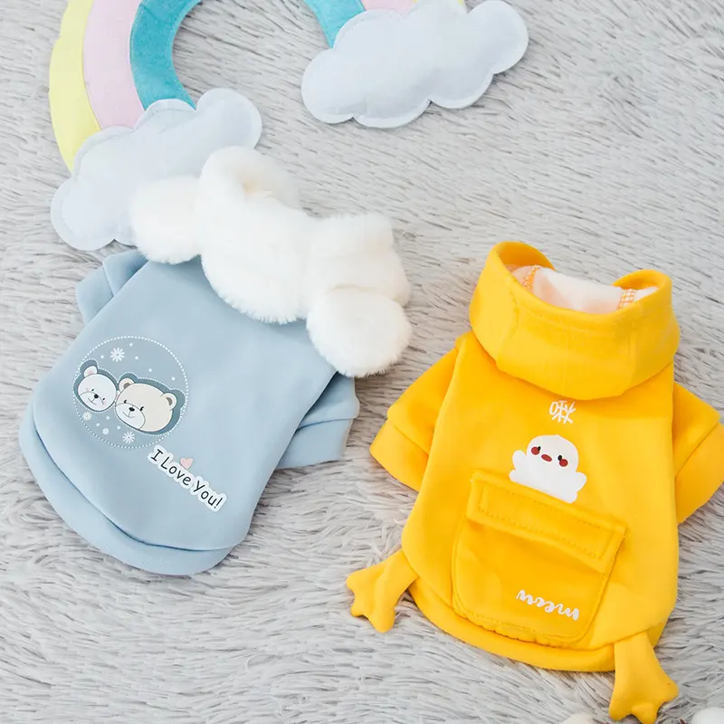 Dog Cat Hooded Sweater Cartoon Pet Clothes