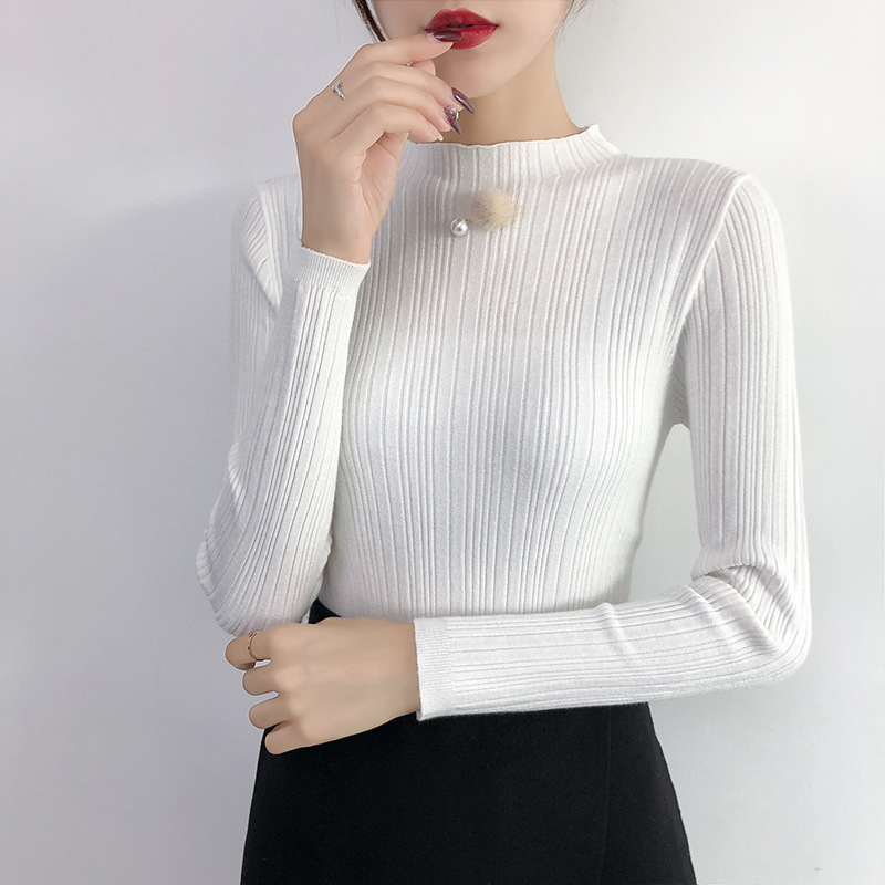 Half high neck knitted bottoming shirt