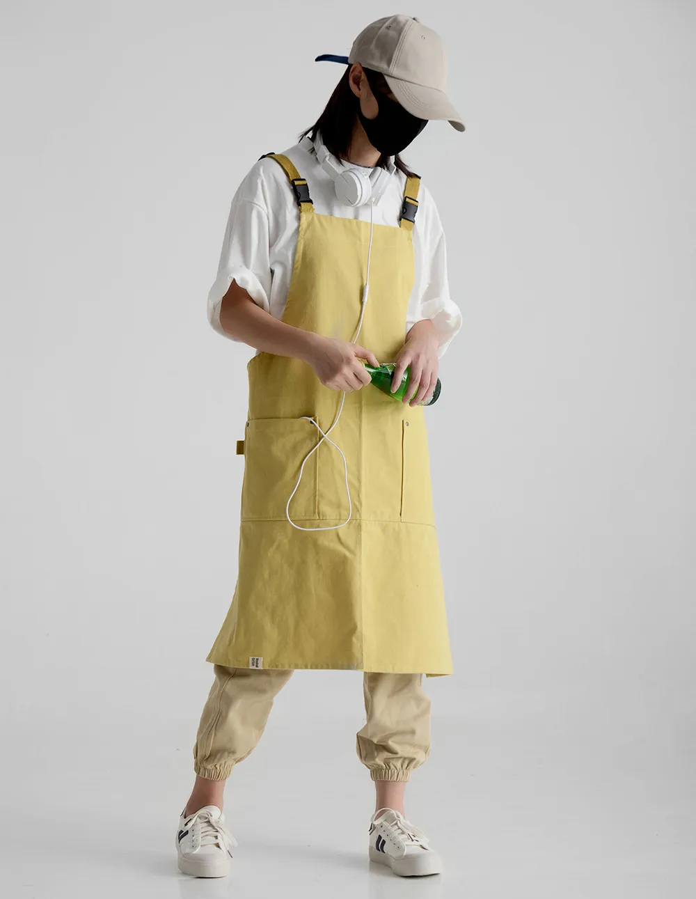 Canvas bib waterproof coverall overalls apron - Yellow