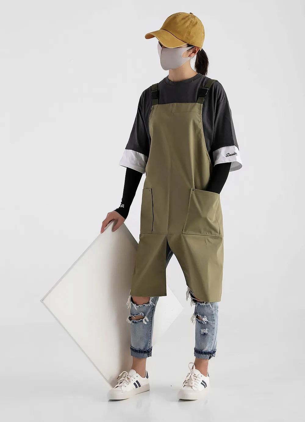Canvas bib waterproof coverall overalls apron - Armygreen