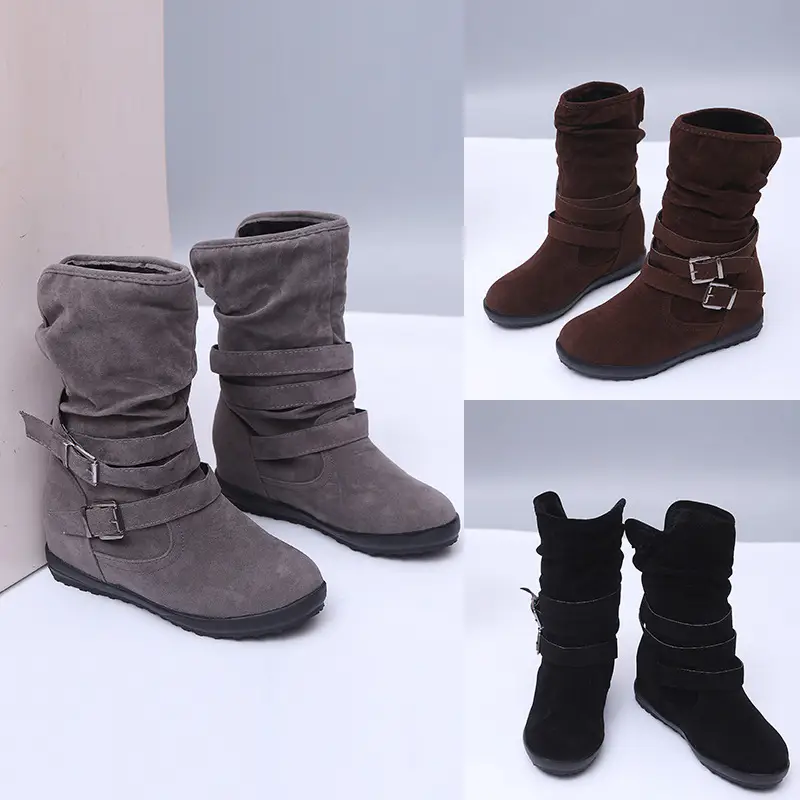 Double buckle plus fleece cotton boots