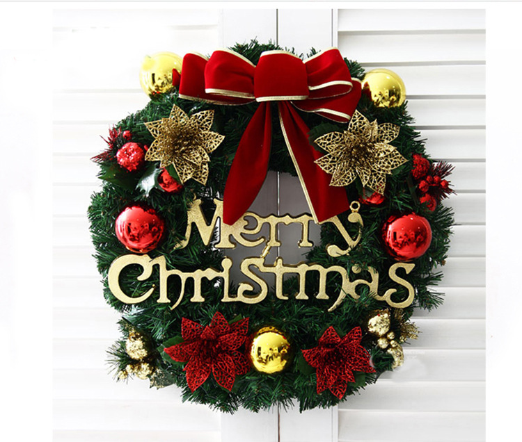 Pine Artificial Christmas Wreath Home Shopping Mall Window Door Decoration Rattan Hanging Christmas Wreath Decorations source detail image 2