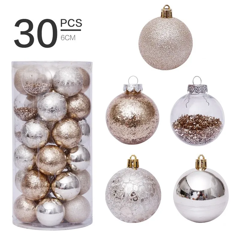 6cm/ transparent christmas ball set - Gold And Silver