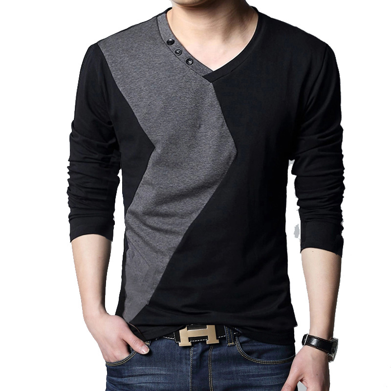 Men's combed cotton long sleeve T-shirt