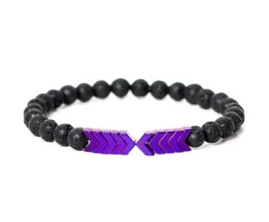 Purple Arrow Men and Women Natural Stone Bracelet Volcanic