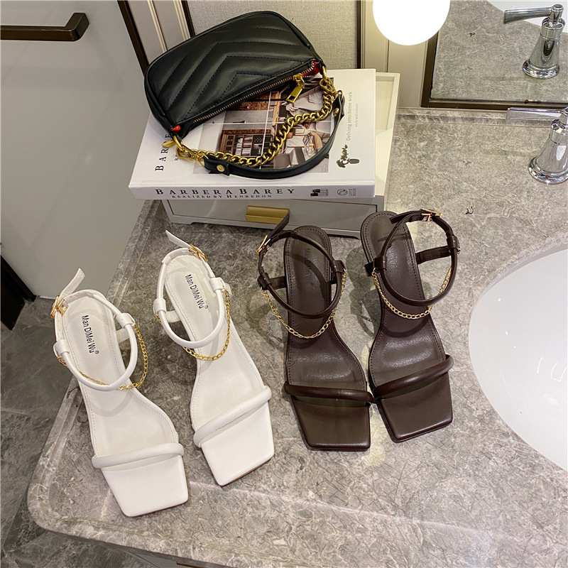 Korean style stiletto chain sandals