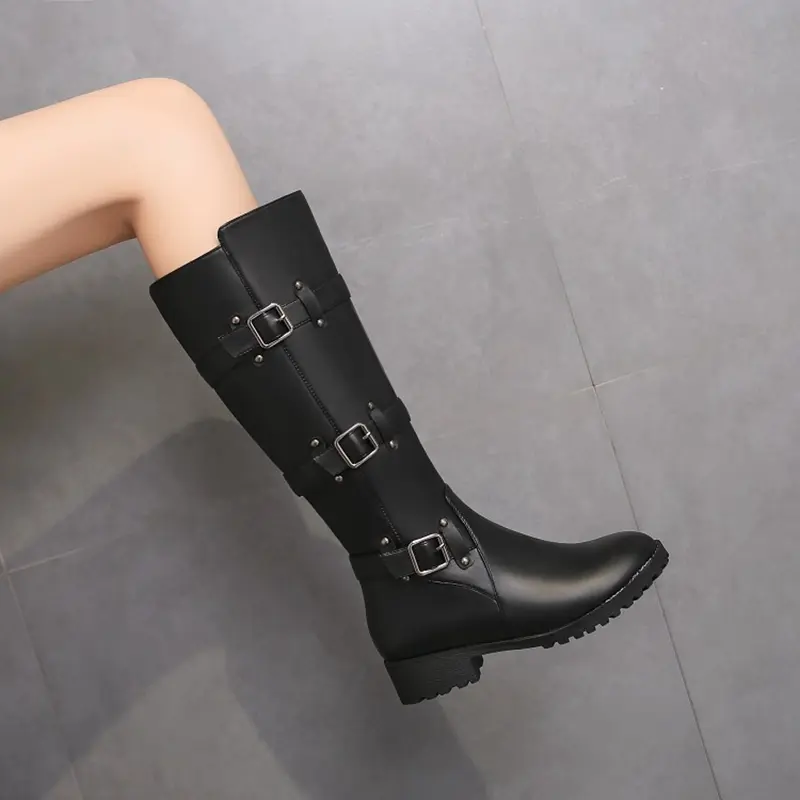 Large size knight boots belt buckle high boots
