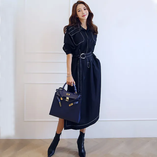 Cold wind French style temperament dress Blue - Shop at LoveMi
