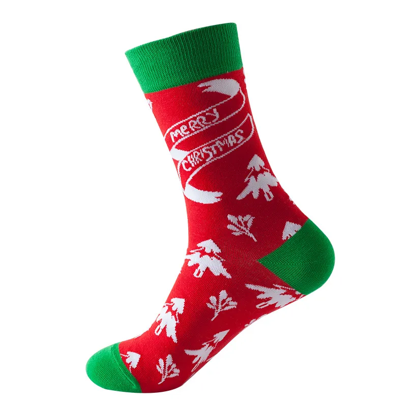Christmas Tree Snow Elk Gift Cotton Happy Socks - 8 Style-One Size