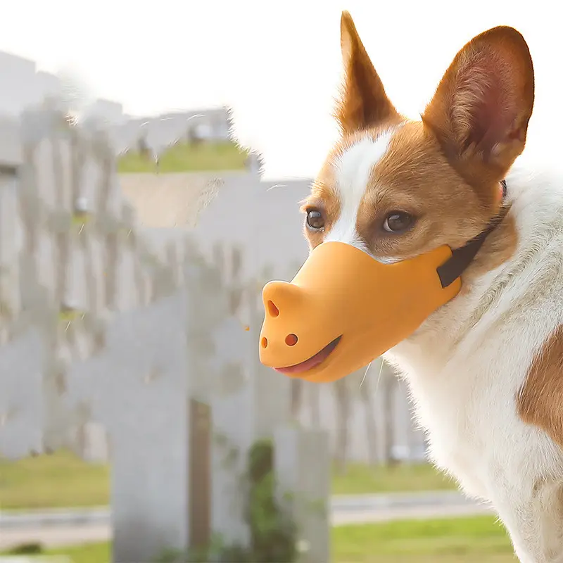 Rhino Shape Adjustable Pure Silicone Dog Muzzle