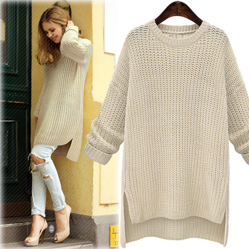 Mid-length split sweater coat