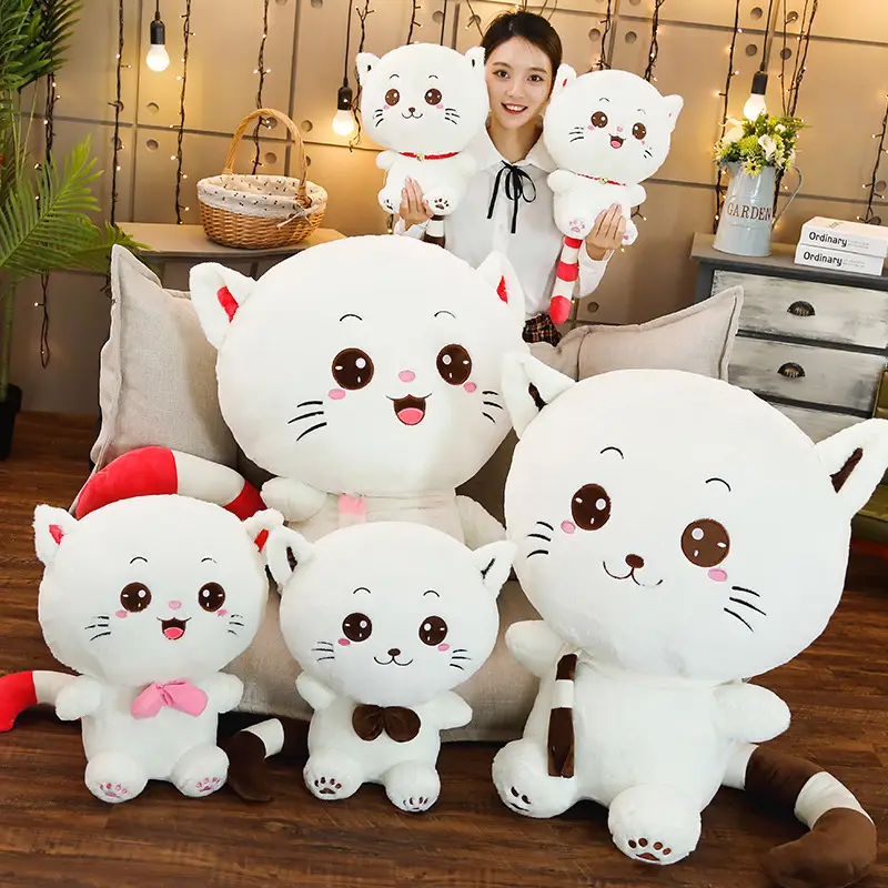 Big face cat net red plush toy