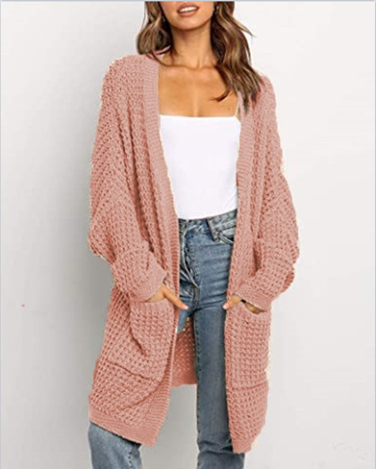 Solid color loose cardigan sweater