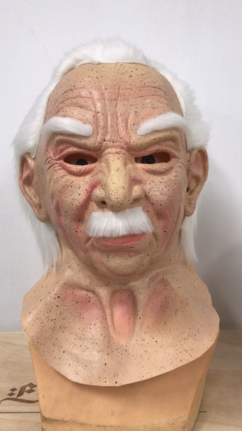 Title 4, Old man mask white hair white beard headgear ha...