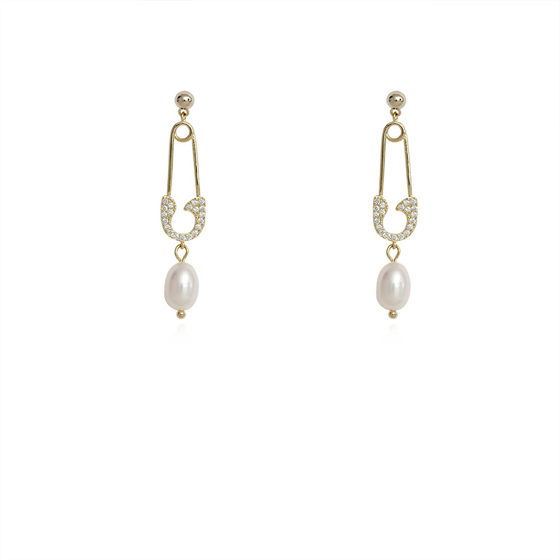 French exquisite net red pearl earrings