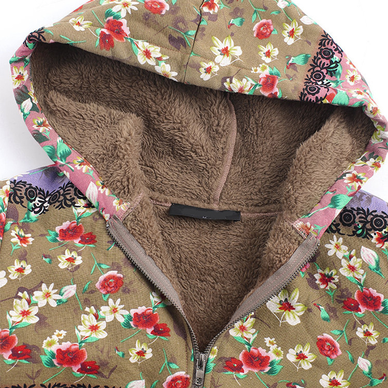 Mid-length printed padded coat