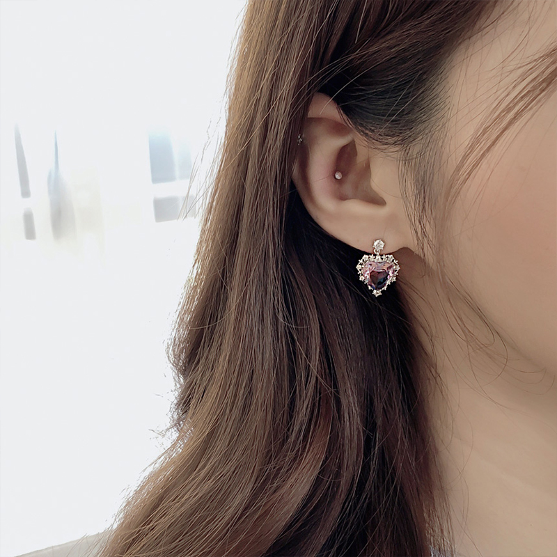 Crystal Heart Stud Earrings