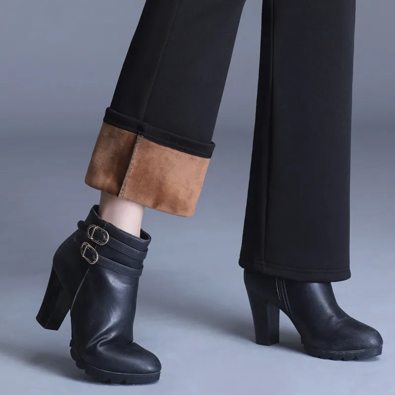 Stretch slim straight-leg pants trousers - Nine Points Black