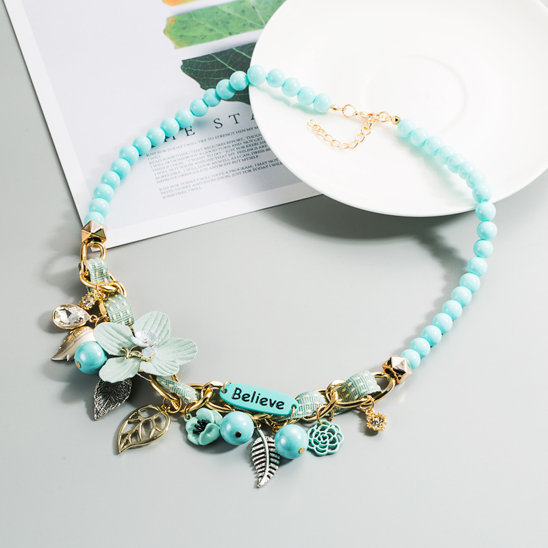 Clavicle chain exotic personality flower alloy necklace