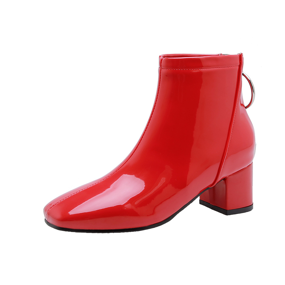 Lacquered Square Toe Boots, picture 6 of 9