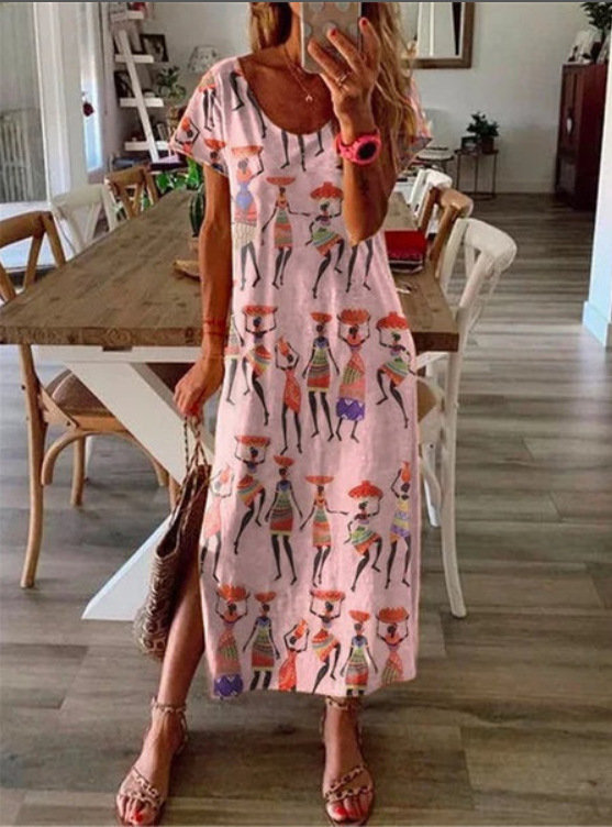 Women's short sleeve printed dress