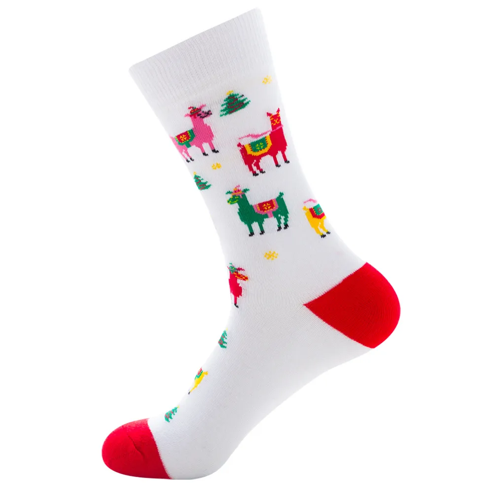 Christmas Tree Snow Elk Gift Cotton Happy Socks - 2 Style-One Size