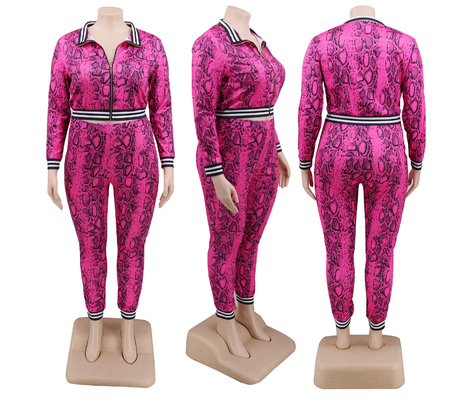 Printed striped zipper oversize women's wear