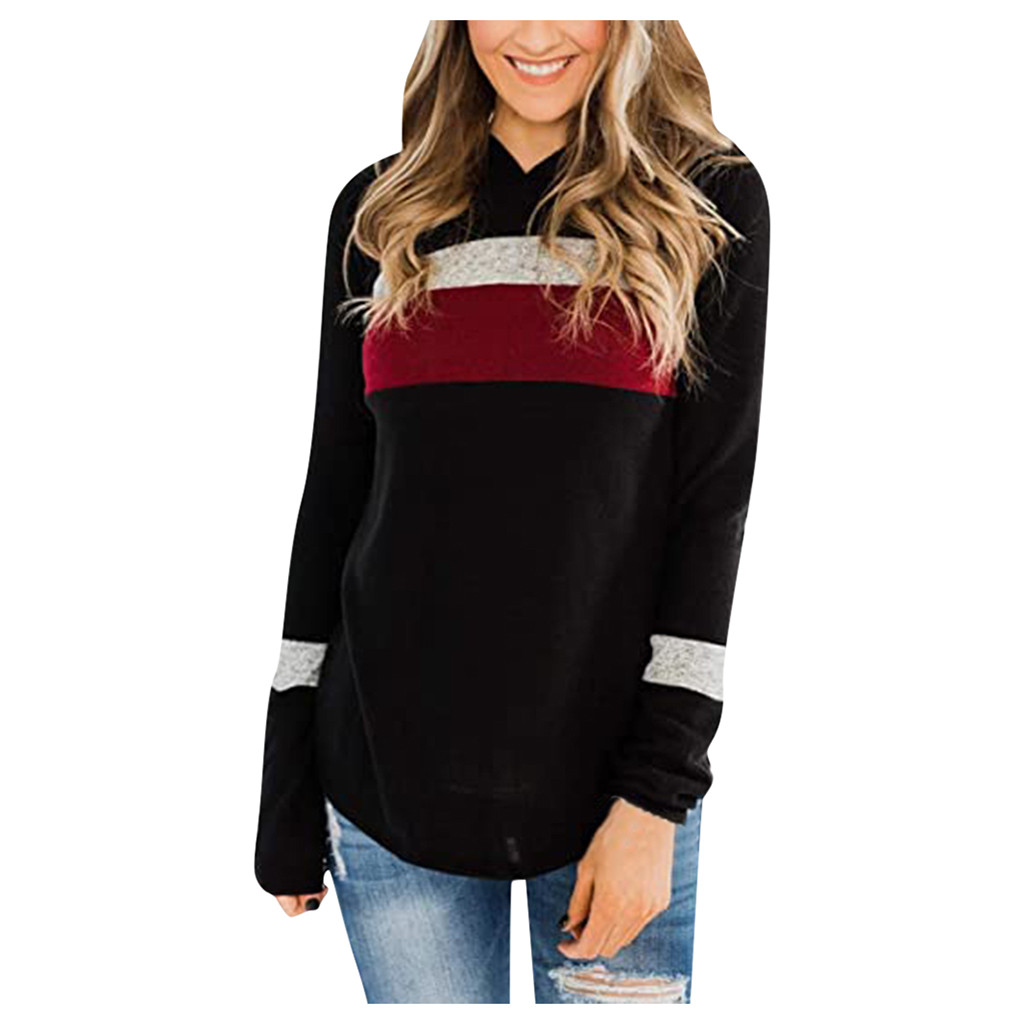 Tricolor mosaic hooded long sleeve sanitary coat