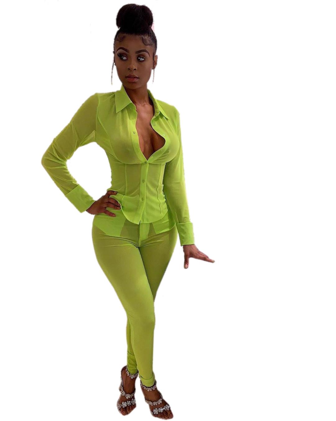 Hot sexy white gauze dress shirt suit pants