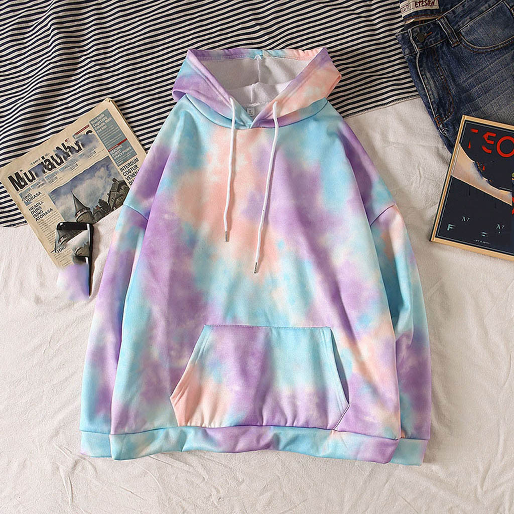 Printed tie-dye rainbow color sweatshirt