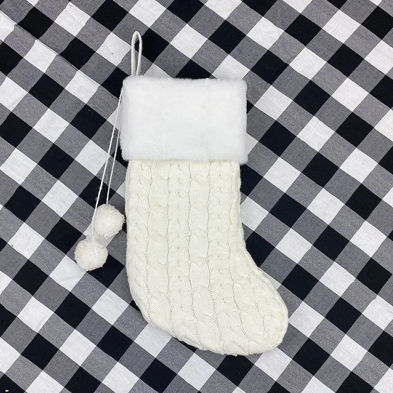 Christmas Knitted Socks Gift Bag - White