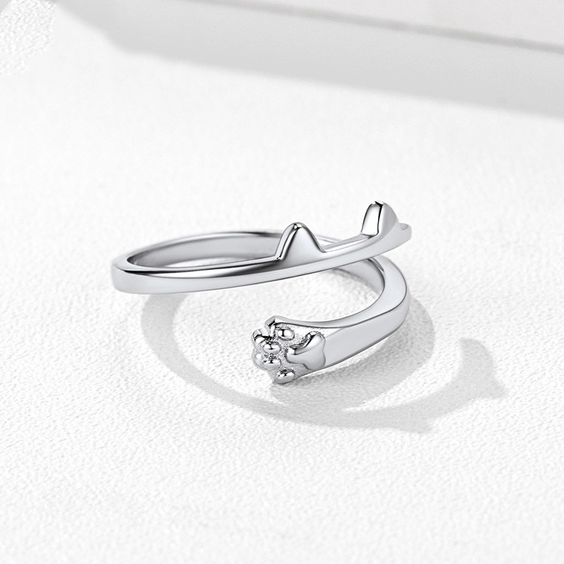 U7 cat ring female 925 sterling silver