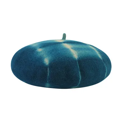 New tie-dyed fine wool beret hat - Blue
