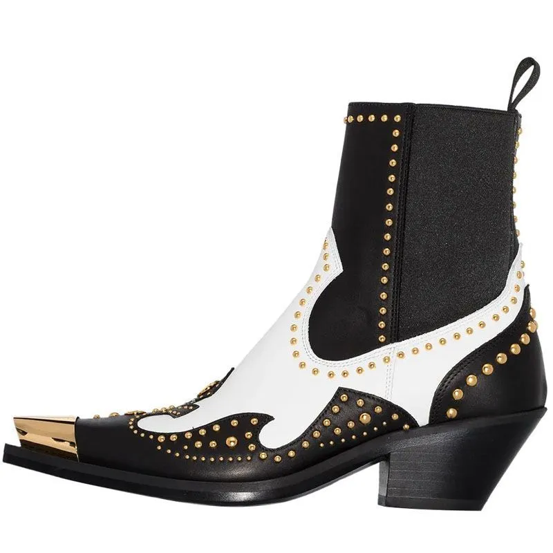 Trendy leather ankle boots - Black
