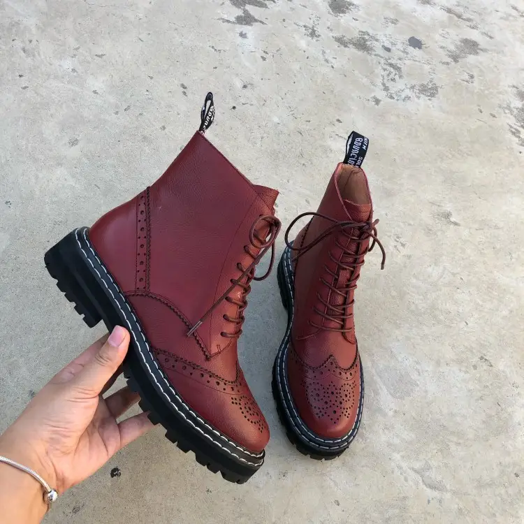 British Bullock carved flat ankle boots