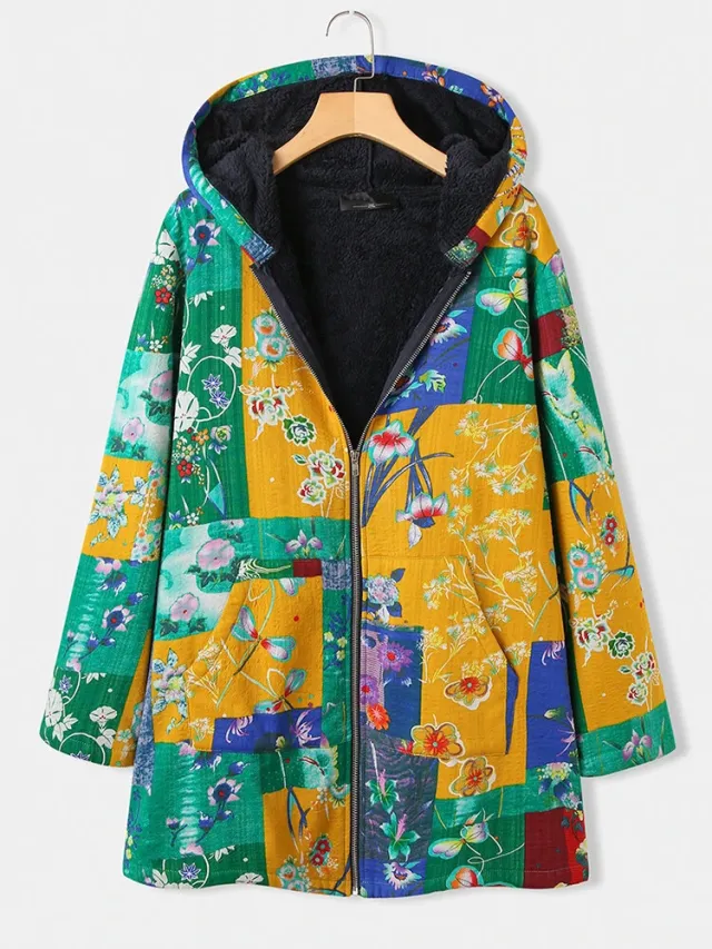Loose long sleeved cotton padded jacket Yellow - Shop at LoveMi