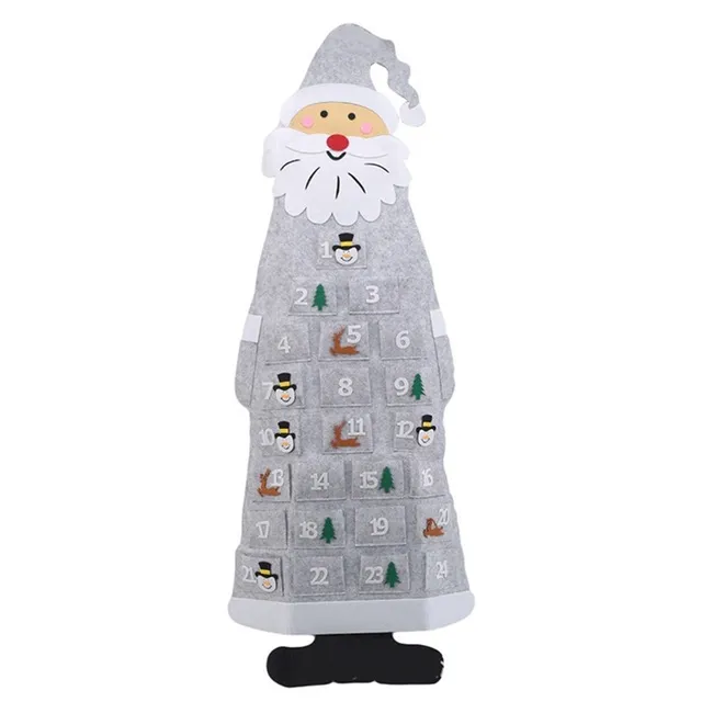 Advent Calendar Fabric Christmas Hanging Pendant Santa Claus Felt Ornaments DIY Advent Calendars Christma Decoration Christmas Grey - Shop at LoveMi