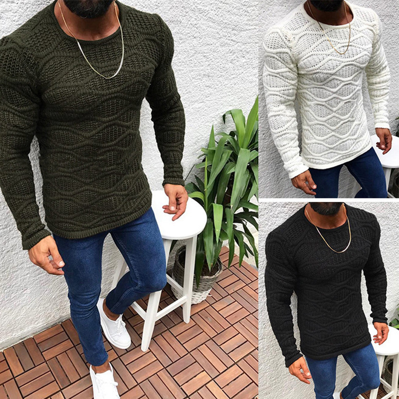 Round neck pullover sweater