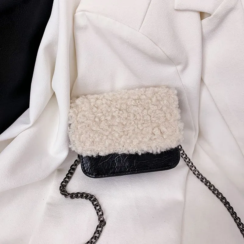 Single - shoulder bulk lamb cashmere for mother and child - Black
