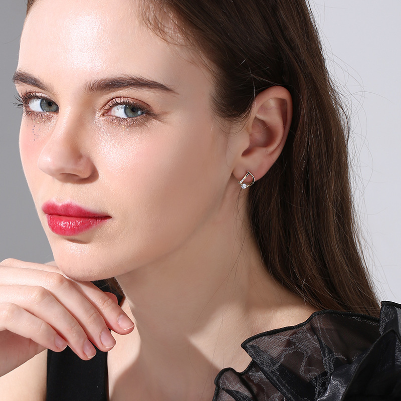 Fashion letter 925 silver elegant earrings