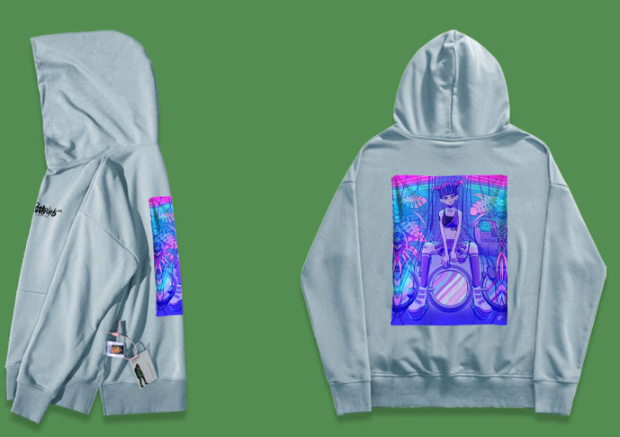 Essential hoodie with inkjet steam wave