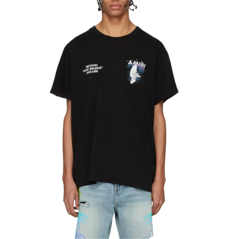 Rainbow Peace Dove Letter Print Short Sleeve