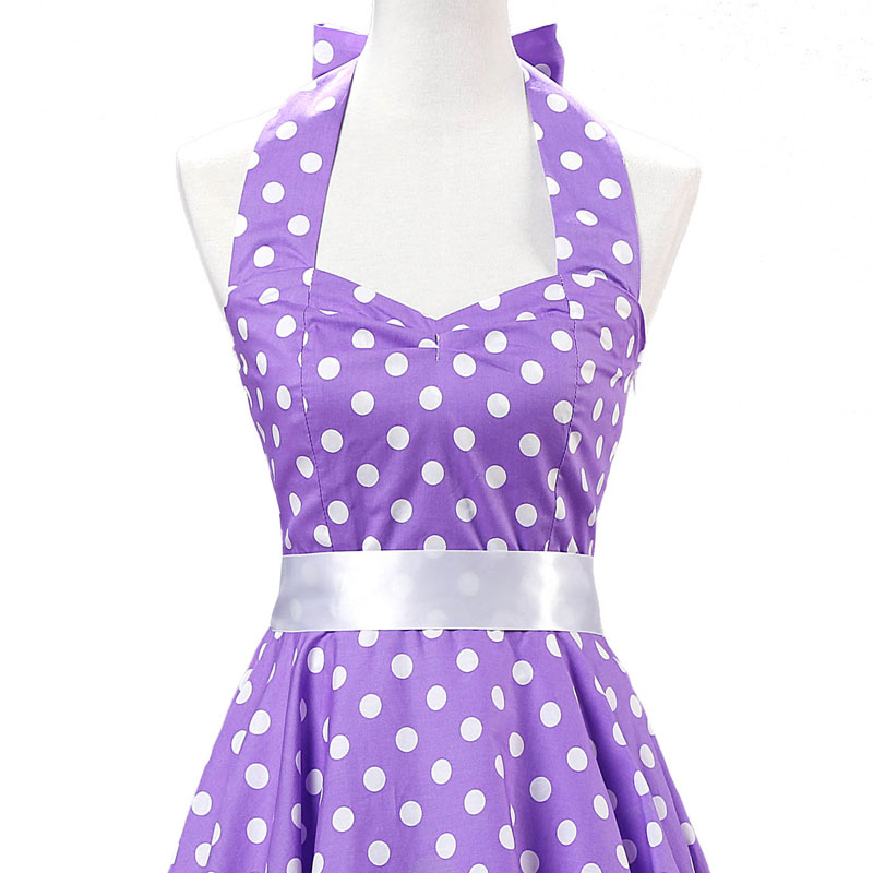Halter neck polka-dot pattern retro dress