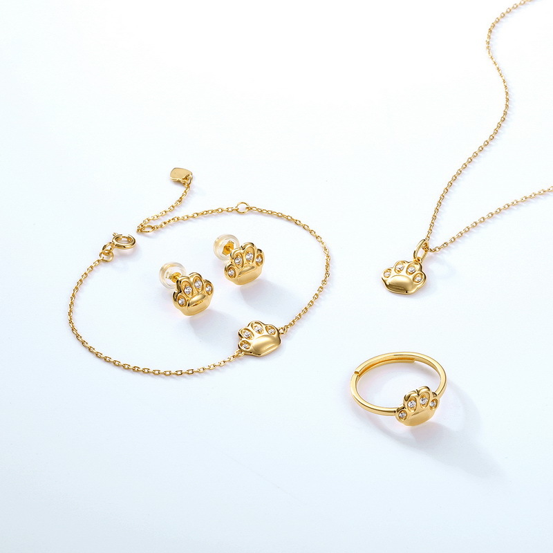 Cat's palm shape inlaid white zirconium ring